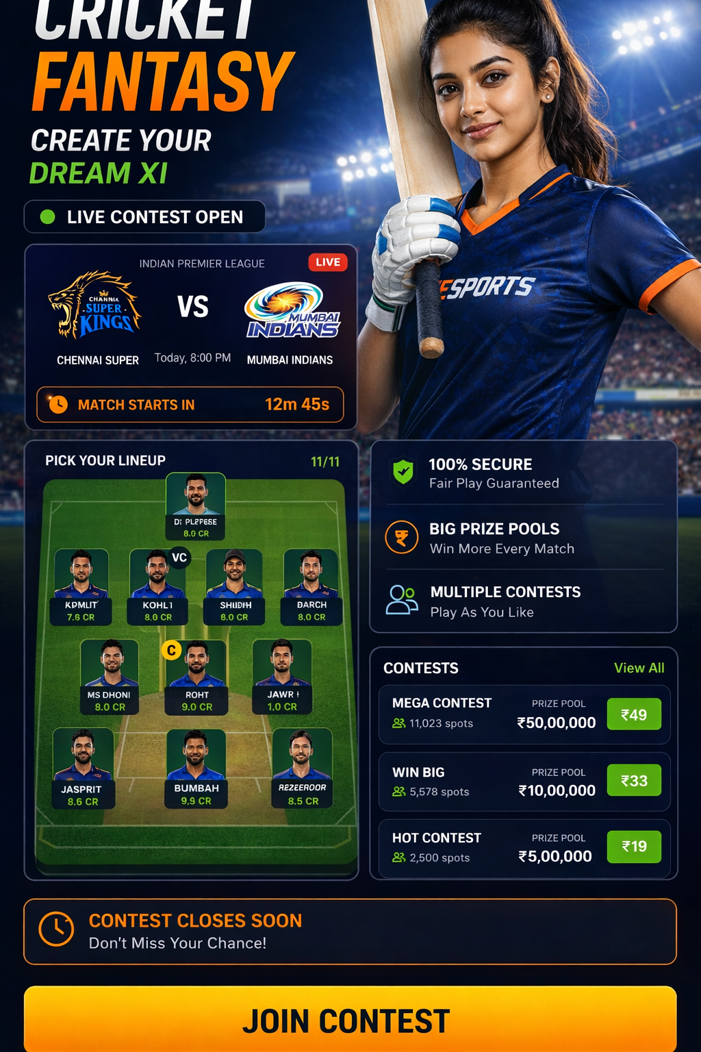 Come App 247 cricket matchday visual